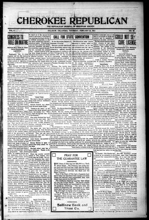 Cherokee Republican (Sallisaw, Okla.), Vol. 6, No. 40, Ed. 1 Thursday, February 22, 1912