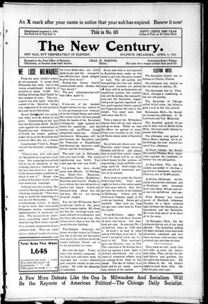 The New Century. (Sulphur, Okla.), No. 65, Ed. 1 Friday, April 5, 1912