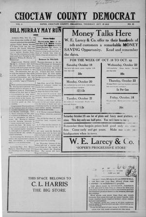 Choctaw County Democrat (Soper, Okla.), Vol. 3, No. 21, Ed. 1 Thursday, October 16, 1913