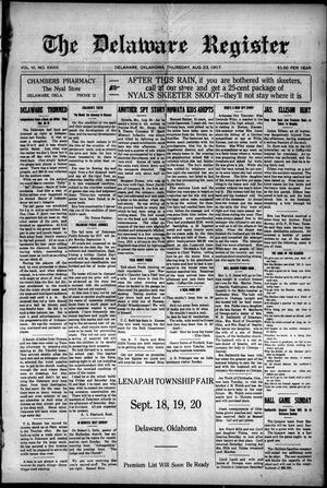 The Delaware Register (Delaware, Okla.), Vol. 6, No. 28, Ed. 1 Thursday, August 23, 1917