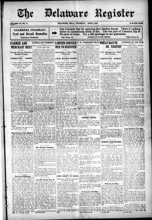 The Delaware Register (Delaware, Okla.), Vol. 7, No. 17, Ed. 1 Thursday, June 6, 1918