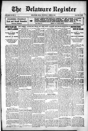 The Delaware Register (Delaware, Okla.), Vol. 7, No. 17, Ed. 1 Thursday, June 27, 1918