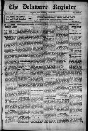 The Delaware Register (Delaware, Okla.), Vol. 7, No. 22, Ed. 1 Thursday, August 1, 1918