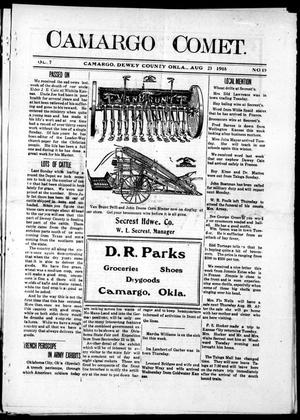 Camargo Comet. (Camargo, Okla.), Vol. 7, No. 19, Ed. 1 Friday, August 23, 1918
