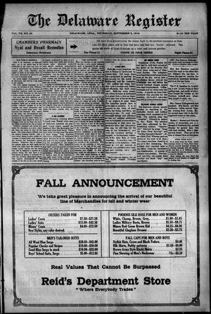 The Delaware Register (Delaware, Okla.), Vol. 7, No. 25, Ed. 1 Thursday, September 5, 1918
