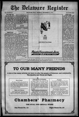 The Delaware Register (Delaware, Okla.), Vol. 7, No. 26, Ed. 1 Thursday, September 12, 1918