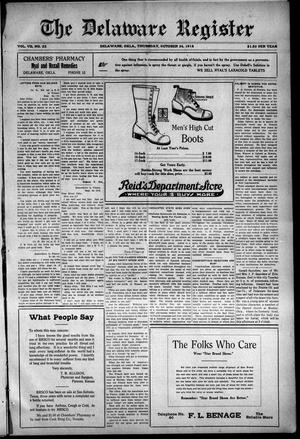 The Delaware Register (Delaware, Okla.), Vol. 7, No. 32, Ed. 1 Thursday, October 24, 1918