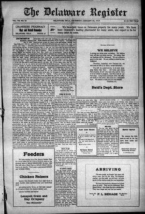 The Delaware Register (Delaware, Okla.), Vol. 7, No. 46, Ed. 1 Thursday, January 30, 1919