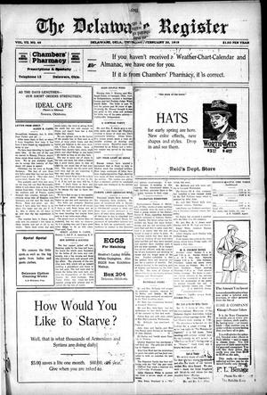 The Delaware Register (Delaware, Okla.), Vol. 7, No. 49, Ed. 1 Thursday, February 20, 1919
