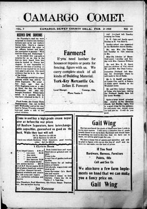 Camargo Comet. (Camargo, Okla.), Vol. 7, No. 45, Ed. 1 Friday, February 21, 1919