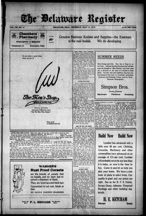 The Delaware Register (Delaware, Okla.), Vol. 8, No. 18, Ed. 1 Thursday, July 17, 1919