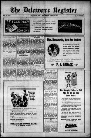 The Delaware Register (Delaware, Okla.), Vol. 9, No. 6, Ed. 1 Thursday, April 29, 1920