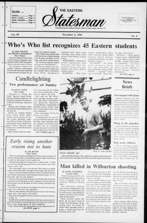 Primary view of object titled 'The Eastern Statesman (Wilburton, Okla.), Vol. 69, No. 9, Ed. 1 Thursday, December 2, 1993'.