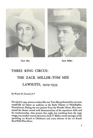 Three Ring Circus: The Zack Miller-Tom Mix Lawsuits, 1929-1934