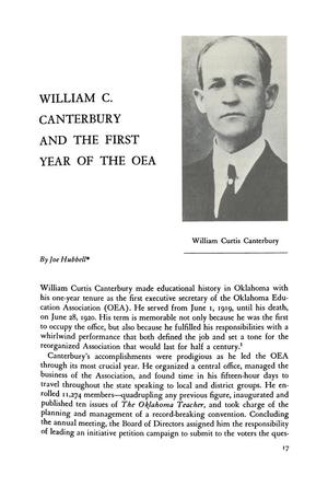 William C. Canterbury and the First Year of the OEA