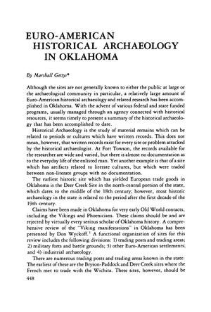 Euro-American Historical Archaeology in Oklahoma