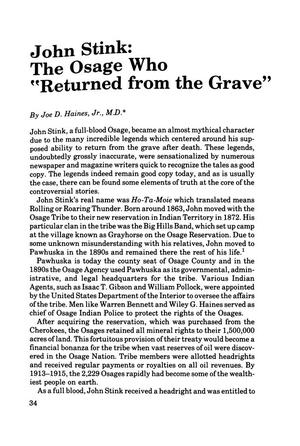 John Stink: The Osage Who "Returned from the Grave"