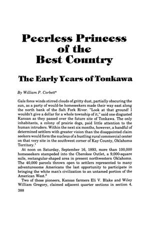 Peerless Princess of the Best Country: The Early Years of Tonkawa
