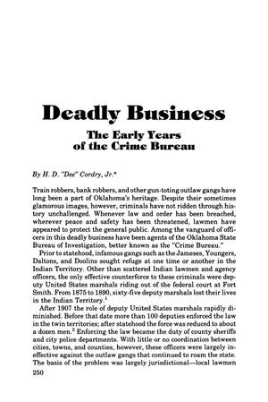 Deadly Business: The Early Years of the Crime Bureau