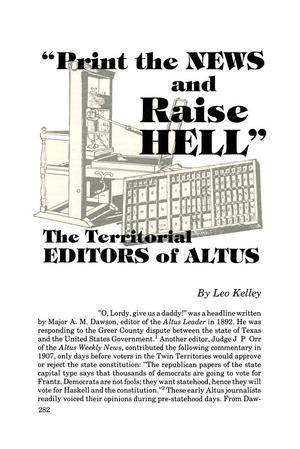 "Print the News and Raise Hell": The Territorial Editors of Altus