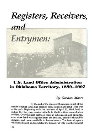 Registers, Receivers, and Entrymen: U.S. Land Office Administration in Oklahoma Territory, 1889-1907