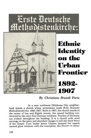 First German Methodist Church: Ethnic Identity on the Urban Frontier 1892-1907