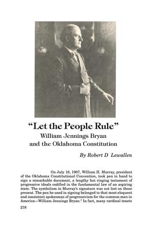 Primary view of object titled '"Let the People Rule": William Jennings Bryan and the Oklahoma Constitution'.