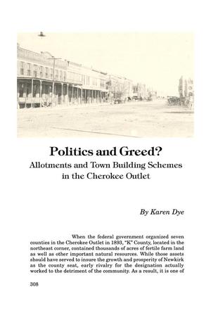 Politics and Greed? Allotments and Town Building Schemes in the Cherokee Outlet