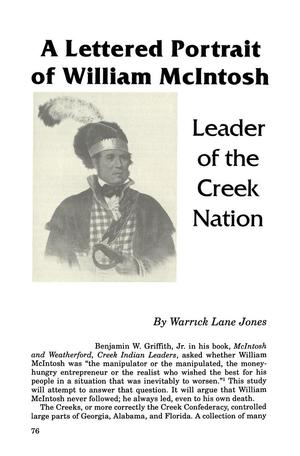 A Lettered Portrait of William McIntosh: Leader of the Creek Nation