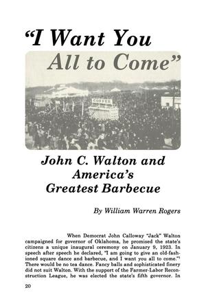 "I Want You All to Come": John C. Walton and America's Greatest Barbecue
