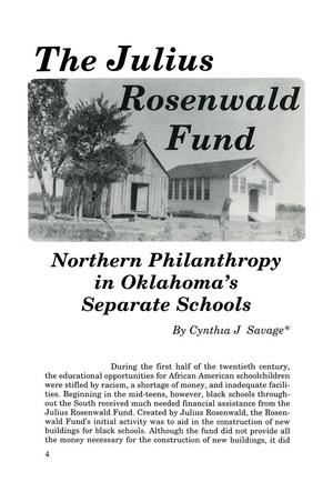 The Julius Rosenwald Fund: Northern Philanthropy in Oklahoma's Separate Schools
