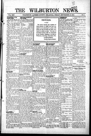 The Wilburton News. (Wilburton, Okla.), Vol. 13, No. 1, Ed. 1 Friday, September 16, 1910