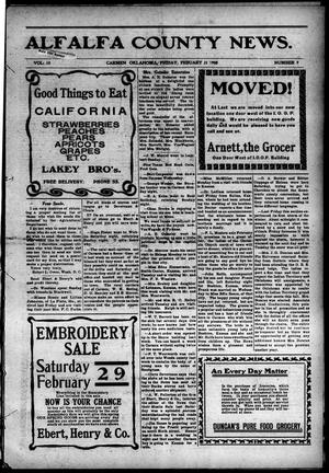 Alfalfa County News. (Carmen, Okla.), Vol. 10, No. 9, Ed. 1 Friday, February 21, 1908