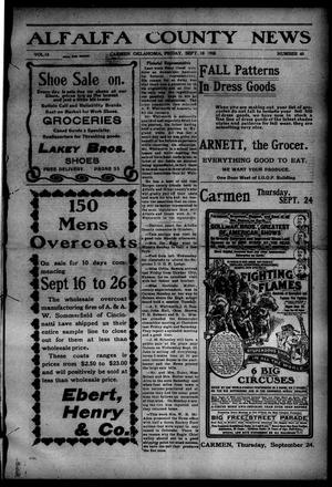 Alfalfa County News (Carmen, Okla.), Vol. 10, No. 40, Ed. 1 Friday, September 18, 1908