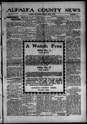 Alfalfa County News (Carmen, Okla.), Vol. 11, No. 12, Ed. 1 Friday, March 19, 1909