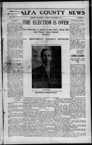 Alfalfa County News (Carmen, Okla.), Vol. 12, No. 46, Ed. 1 Friday, November 11, 1910