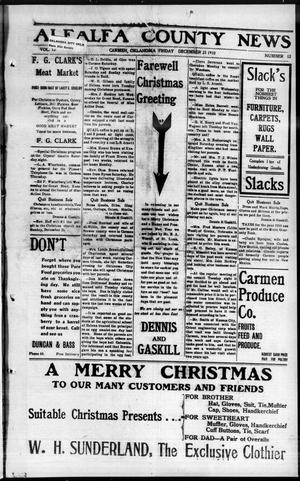Alfalfa County News (Carmen, Okla.), Vol. 12, No. 52, Ed. 1 Friday, December 23, 1910