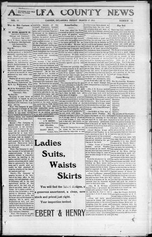 Alfalfa County News (Carmen, Okla.), Vol. 13, No. 12, Ed. 1 Friday, March 17, 1911