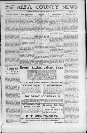 Alfalfa County News (Carmen, Okla.), Vol. 13, No. 14, Ed. 1 Friday, March 31, 1911