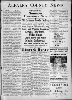 Alfalfa County News. (Carmen, Okla.), Vol. 13, No. 32, Ed. 1 Friday, August 4, 1911