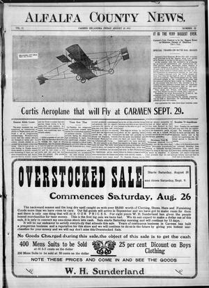 Alfalfa County News. (Carmen, Okla.), Vol. 13, No. 35, Ed. 1 Friday, August 25, 1911
