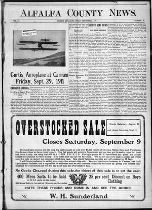 Alfalfa County News. (Carmen, Okla.), Vol. 13, No. 36, Ed. 1 Friday, September 1, 1911
