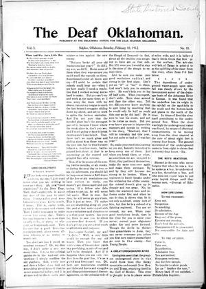 Primary view of object titled 'The Deaf Oklahoman. (Sulphur, Okla.), Vol. 3, No. 10, Ed. 1 Saturday, February 10, 1912'.