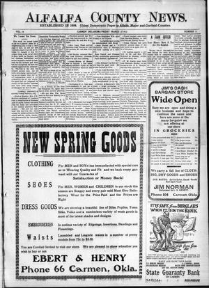 Alfalfa County News. (Carmen, Okla.), Vol. 14, No. 11, Ed. 1 Friday, March 15, 1912
