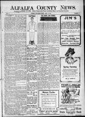 Alfalfa County News. (Carmen, Okla.), Vol. 14, No. 15, Ed. 1 Friday, April 12, 1912