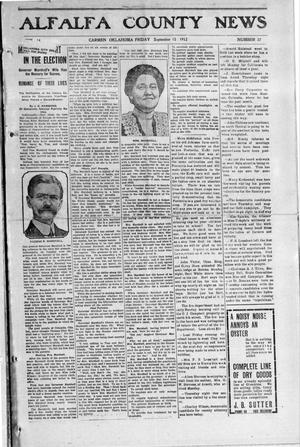 Alfalfa County News (Carmen, Okla.), Vol. 14, No. 37, Ed. 1 Friday, September 13, 1912