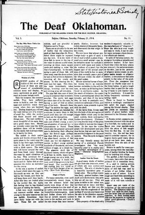 Primary view of object titled 'The Deaf Oklahoman. (Sulphur, Okla.), Vol. 5, No. 11, Ed. 1 Saturday, February 21, 1914'.
