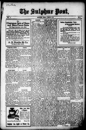 The Sulphur Post. (Sulphur, Okla.), Vol. 11, No. 4, Ed. 1 Friday, June 27, 1913