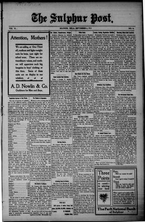 The Sulphur Post. (Sulphur, Okla.), Vol. 10, No. 14, Ed. 1 Friday, September 6, 1912