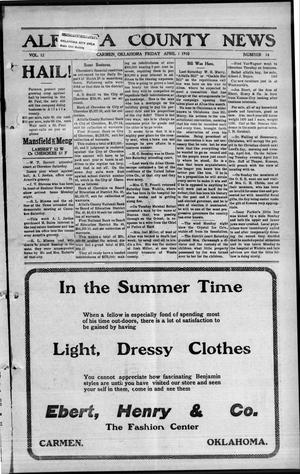 Alfalfa County News (Carmen, Okla.), Vol. 12, No. 14, Ed. 1 Friday, April 1, 1910